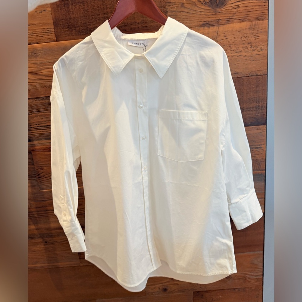 Anine Bing Oversized Mika Crisp Cotton Poplin White Shirt NWT - Picture 6 of 14